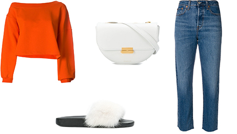 Furry Sliders & Mom Jeans